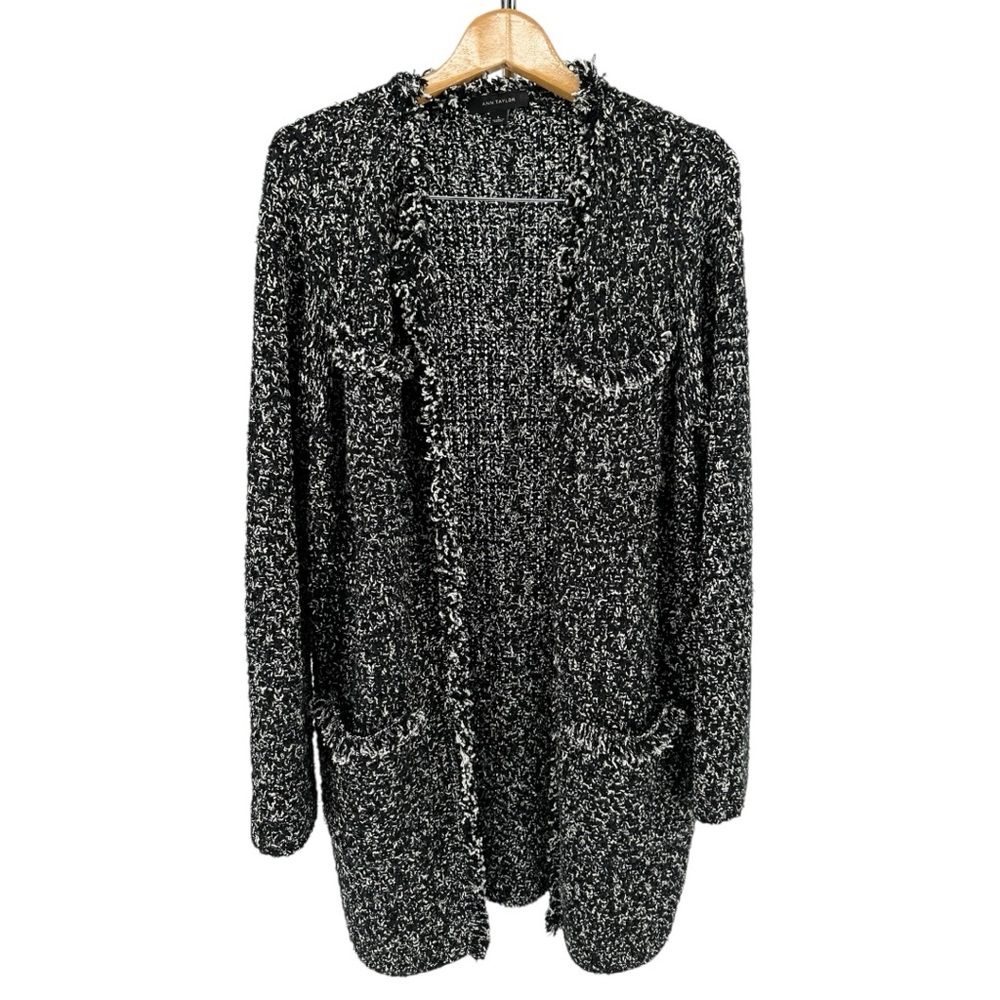 Ann Taylor Black and White Cardigan Sweater